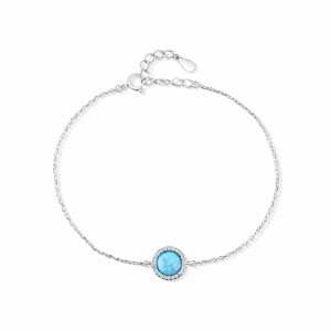 Bransoletka srebrna 925 z błękitnym opalem i cyrkoniami
