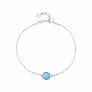 Bransoletka srebrna 925 z błękitnym opalem minimalistyczna