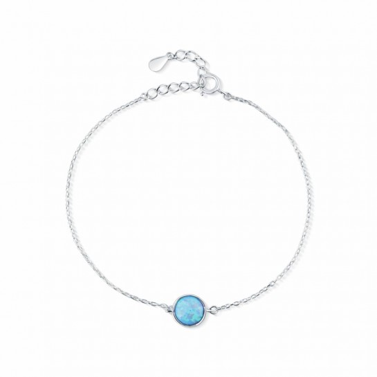 Bransoletka srebrna 925 z błękitnym opalem minimalistyczna