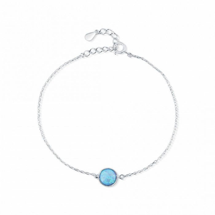 Bransoletka srebrna 925 z błękitnym opalem minimalistyczna