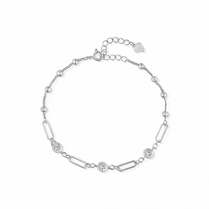 Bransoletka srebrna 925 z cyrkoniami i kuleczkami