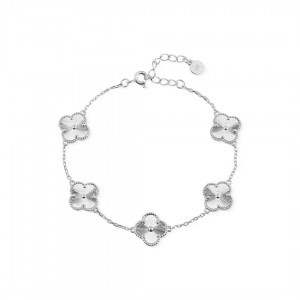 Bransoletka srebrna 925 z frezowanymi koniczynami