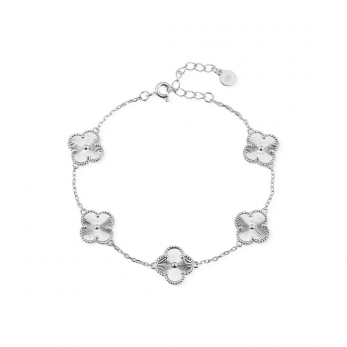 Bransoletka srebrna 925 z frezowanymi koniczynami