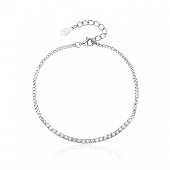 Bransoletka srebrna - delikatna kostka z cyrkoniami