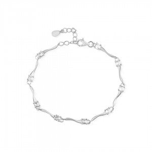 Bransoletka srebrna - podłużne elementy z cyrkoniami