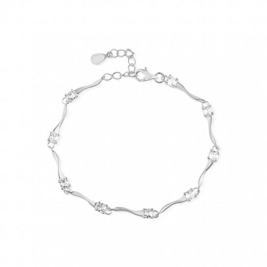 Bransoletka srebrna - podłużne elementy z cyrkoniami
