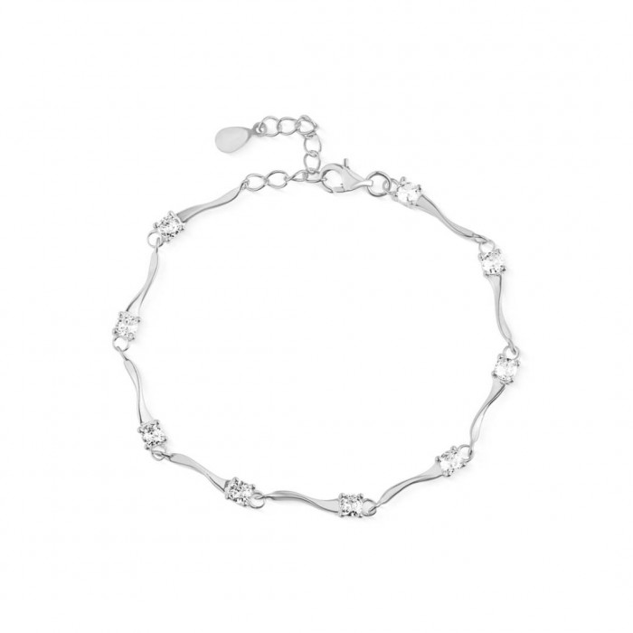 Bransoletka srebrna - podłużne elementy z cyrkoniami