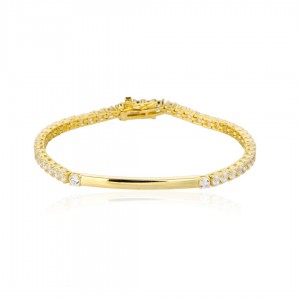 Bransoletka srebrna pozłacana elegancka z cyrkoniami 