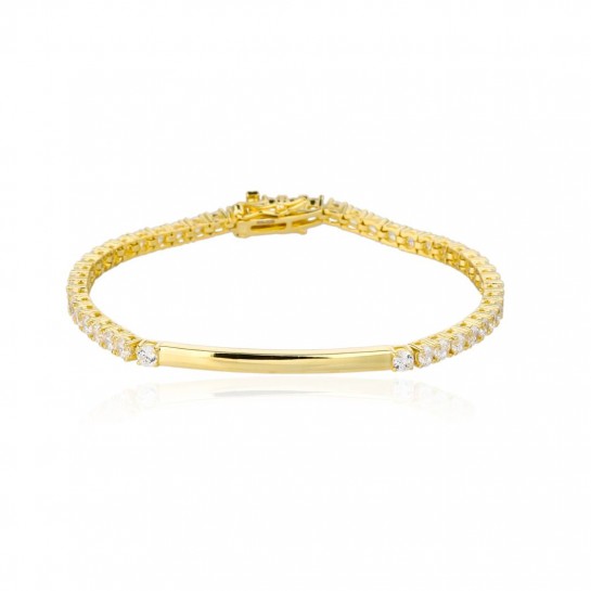 Bransoletka srebrna pozłacana elegancka z cyrkoniami 