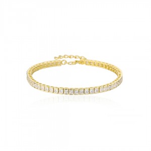 Bransoletka srebrna pozłacana tenisowa z cyrkoniami