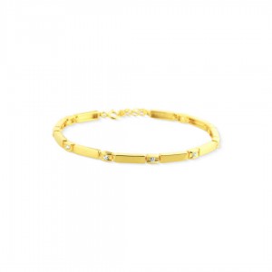 Bransoletka srebrna pozłacana z cyrkoniami - podłużne elementy