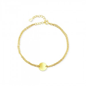 Bransoletka srebrna pozłacana z okrągłą blaszką