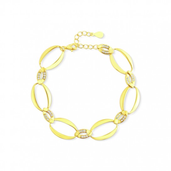 Bransoletka srebrna pozłacana z owalnymi ogniwami