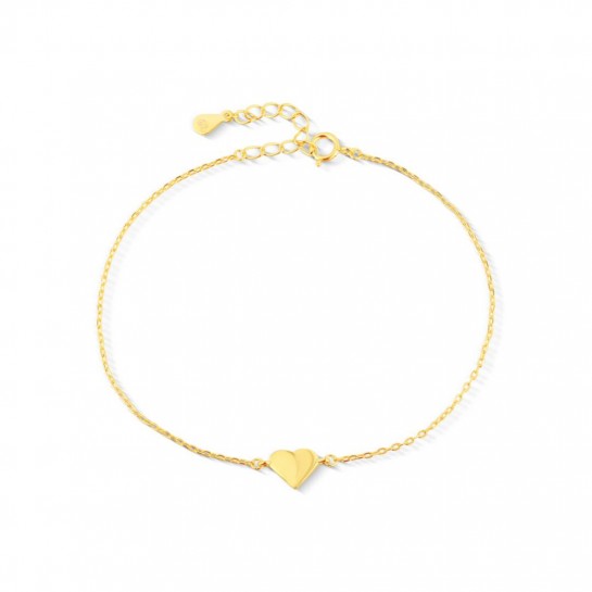 Bransoletka srebrna pozłacana z serduszkiem