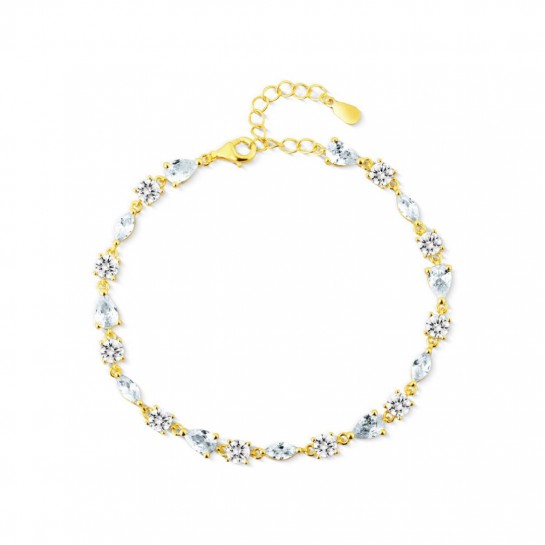Bransoletka srebrna pozłacana zdobiona cyrkoniami