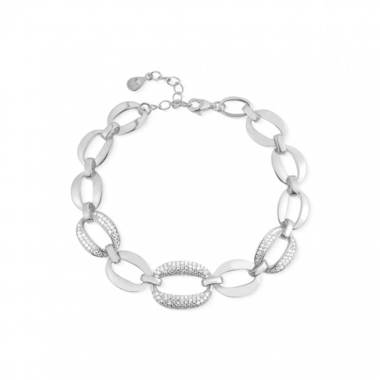 Bransoletka srebrna pr. 925 ogniwa zdobione cyrkoniami