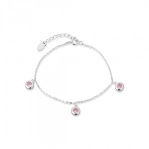 Bransoletka srebrna pr. 925 z okrągłymi różowymi cyrkoniami