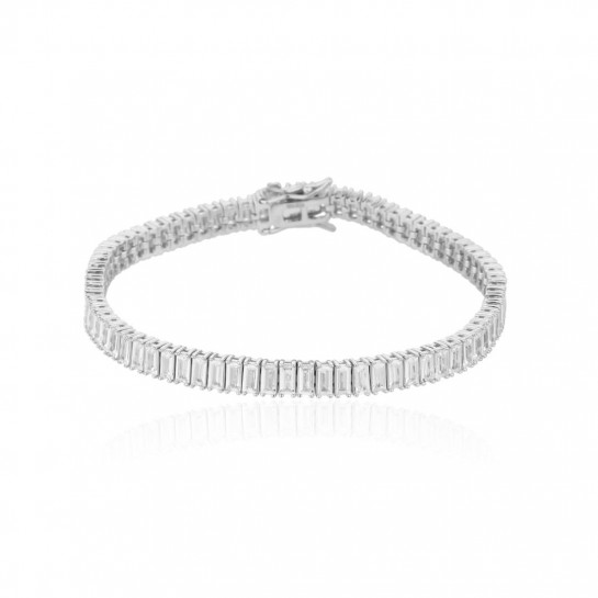 Bransoletka srebrna tenisowa cyrkonie baguette