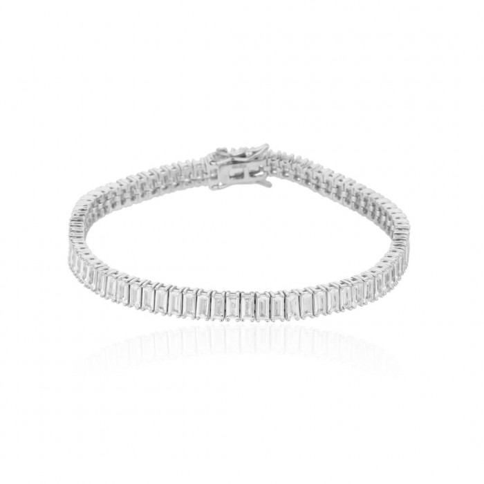 Bransoletka srebrna tenisowa cyrkonie baguette