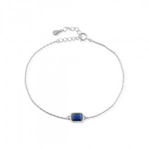 Bransoletka srebrna z granatową prostokątną cyrkonią