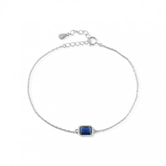 Bransoletka srebrna z granatową prostokątną cyrkonią