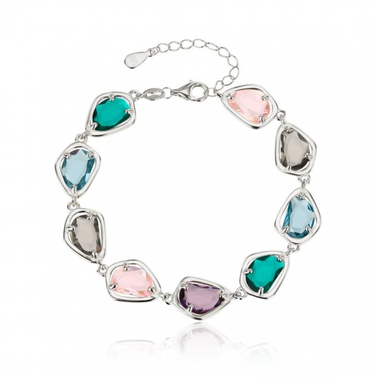 Bransoletka srebrna z wielobarwnymi cyrkoniami