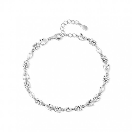 Bransoletka srebrna zdobiona białymi cyrkoniami