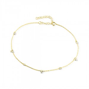 Bransoletka na nogę srebro pozłacane z małymi cyrkoniami