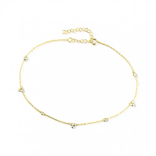 Bransoletka na nogę srebro pozłacane z małymi cyrkoniami