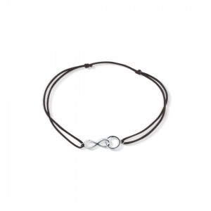 Bransoletka sznurkowa srebrna - nieskończoność
