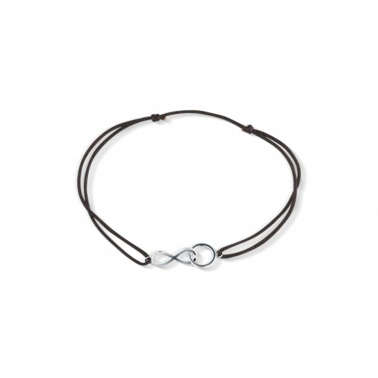 Bransoletka sznurkowa srebrna - nieskończoność