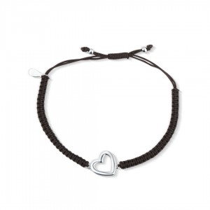 Bransoletka sznurkowa srebro pr. 925 serce