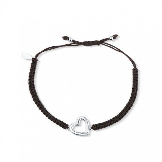 Bransoletka sznurkowa srebro pr. 925 serce