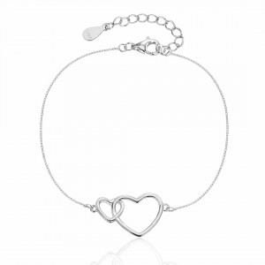 Srebrna bransoletka pr. 925 połączone dwa serca