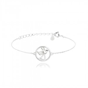 Bransoletka srebrna - anioł niosący serce