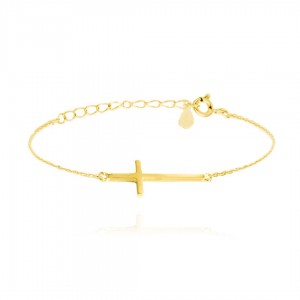 Bransoletka srebrna pozłacana - krzyż