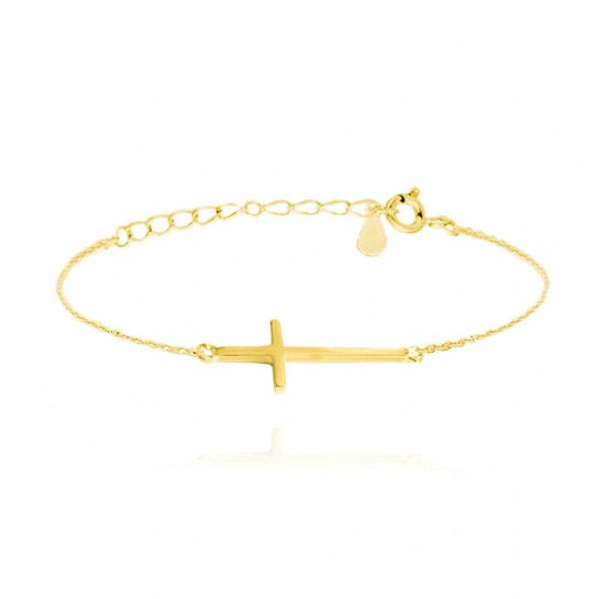 Bransoletka srebrna pozłacana - krzyż