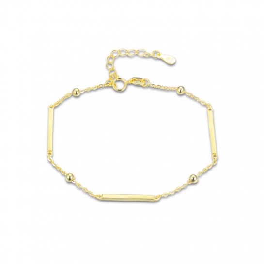 Bransoletka srebrna pozłacana - kulki z podłużnymi elementami 