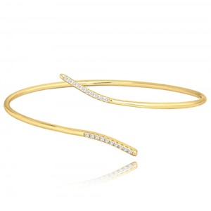 Bransoletka srebrna pozłacana otwarta z cyrkoniami