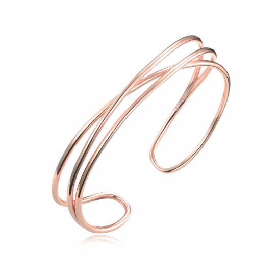 Bransoletka srebrna rose gold otwarta sztywna obręcz