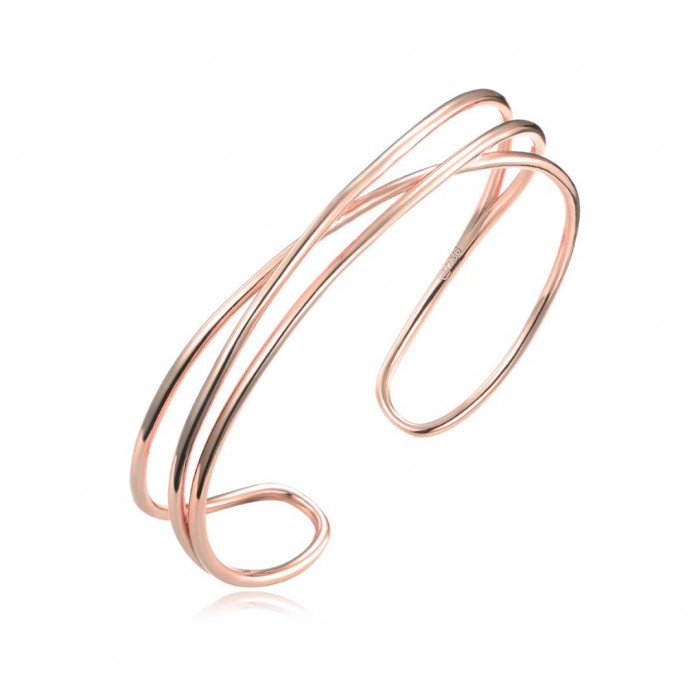 Bransoletka srebrna rose gold otwarta sztywna obręcz