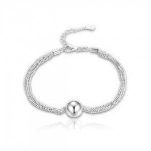 Bransoletka srebrna z trzema łańcuszkami i kulką