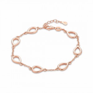 Bransoletka srebro rose gold z ażurowymi zawieszkami w kształcie kropli