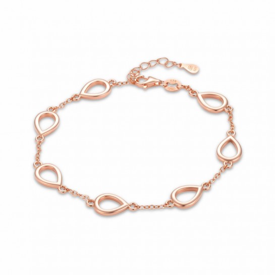 Bransoletka srebro rose gold z ażurowymi zawieszkami w kształcie kropli