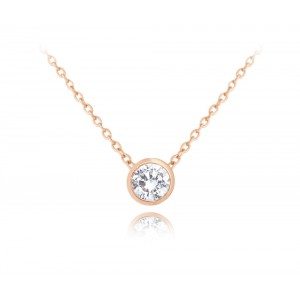Naszyjnik srebrny rose gold z cyrkonią