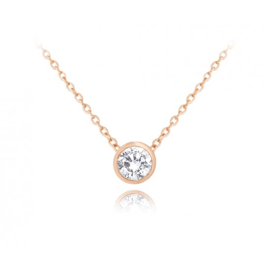 Naszyjnik srebrny rose gold z cyrkonią