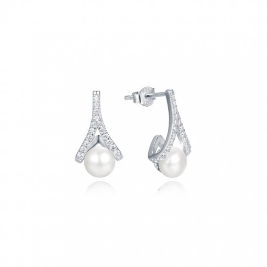 Kolczyki srebrne wkrętki - ażurowe krople z perłami