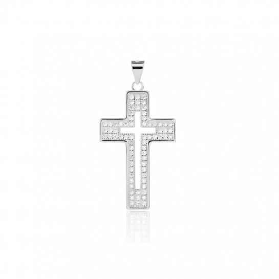 Duża srebrna zawieszka krzyż 925 z cyrkoniami 41mm 