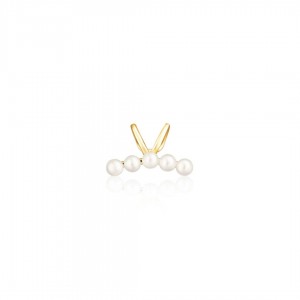 Kolczyk srebrny 925 pozłacany - nausznica z rzędem pereł