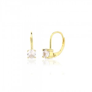 Kolczyki pozłacane - klasyczne z białą cyrkonią